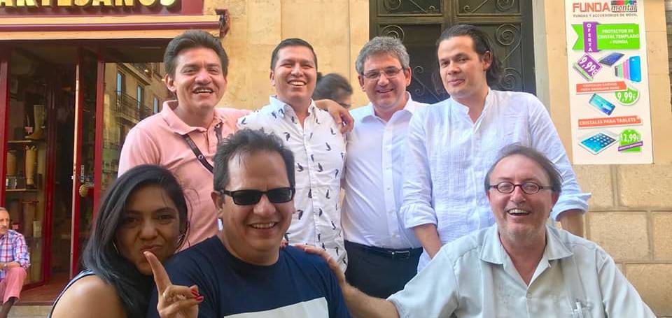 Con Adolfo Laborde, Marcela Maldonado, Johannes Maerk, Jose María Labarthe, Jimmy y Alex en Salamanca